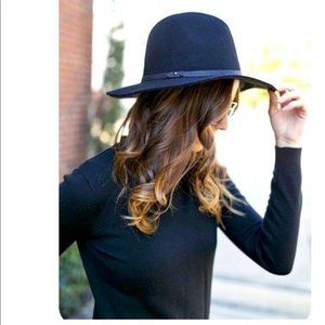 Andrea Black Wide Brim Hat 
